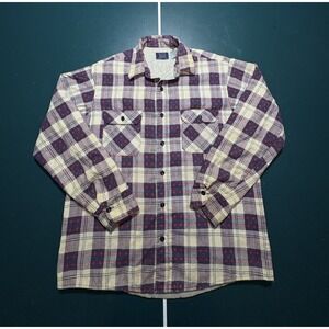 Vintage 70s Sears Flannel Shirt Men XL Tall Plaid Blue Quilted Lined Perma Prest